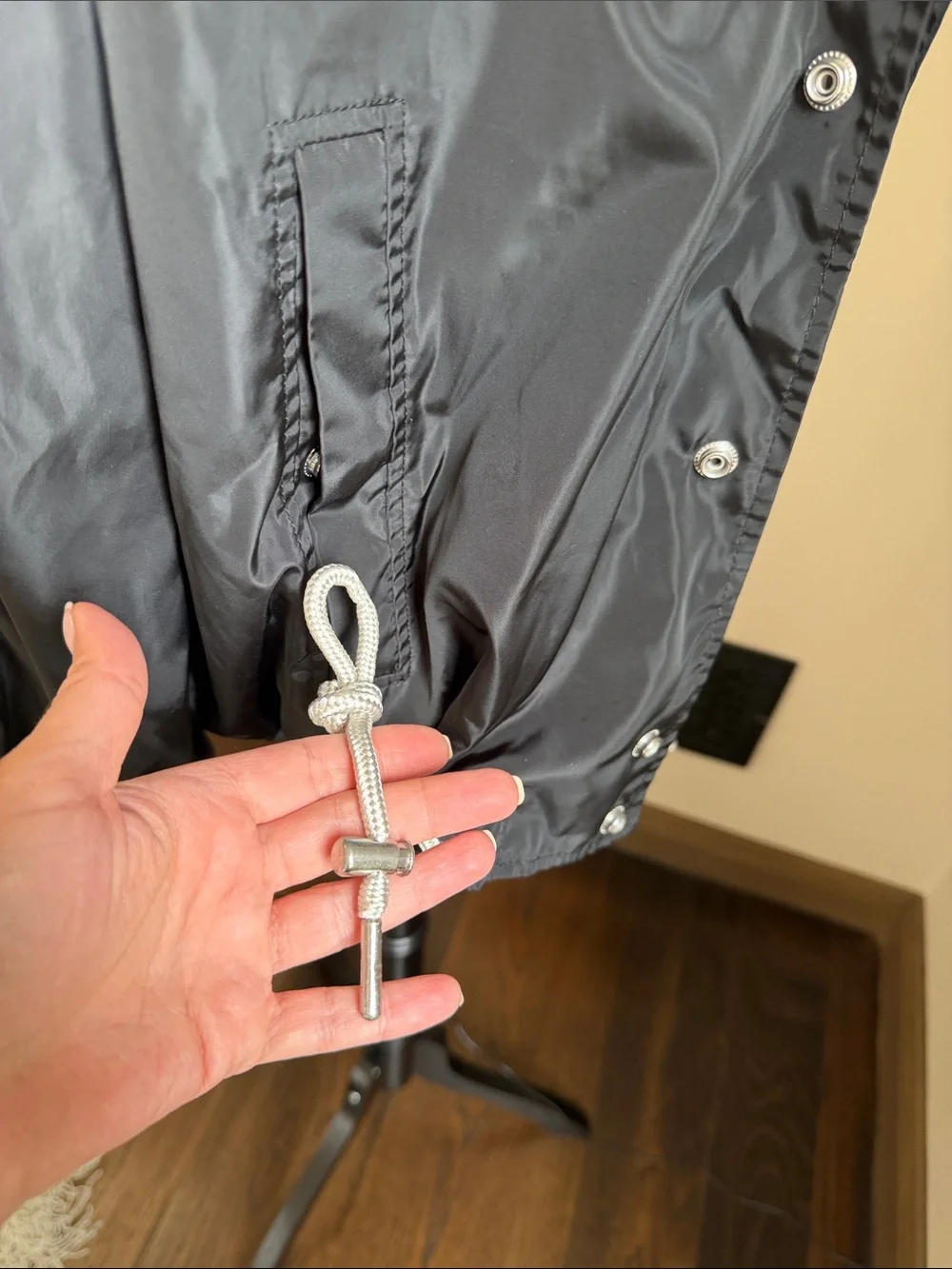Diesel Black Windbreaker with White Snaps and Red Logo Medium Like New